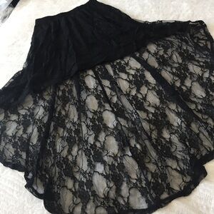 Elegant Black Lace High Low Skirt
